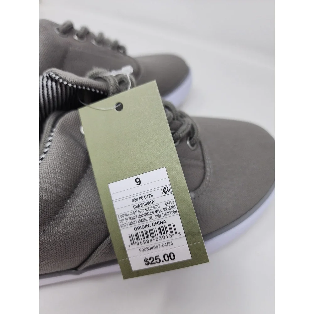 Goodfellow & Co Mens Brady Lace Up Sneakers Gray Canvas Casual Size 9